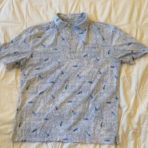 johnnie-O Light Blue Hula Girl Hangin Out Polo Shirt M
